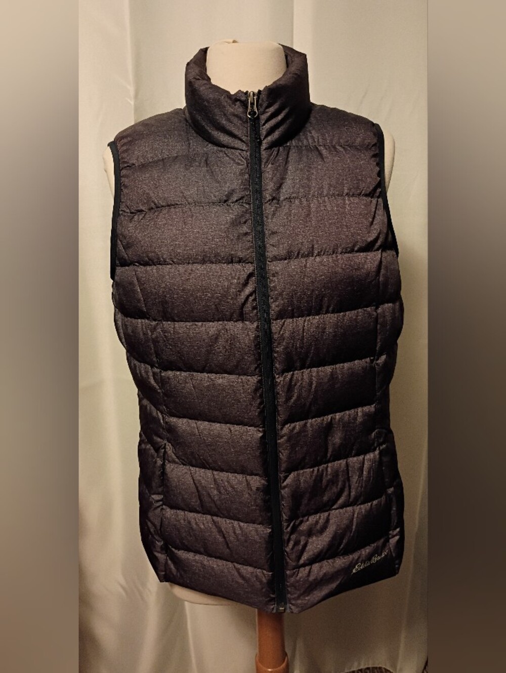 Eddie Bauer 650 Quilted Packable W/Bag Down Puffer Vest Jacket Coat Gray Large